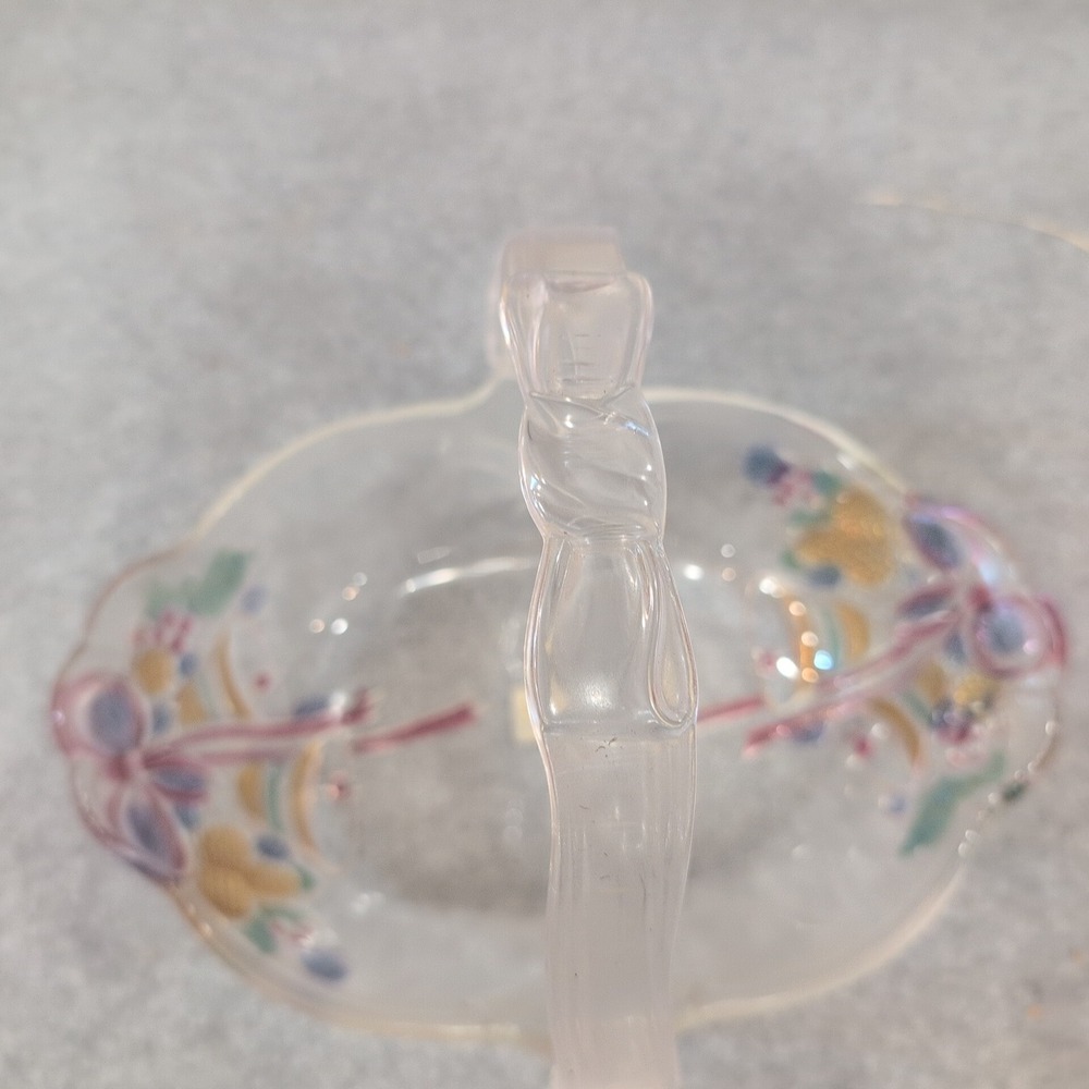 Mikasa Celebrations Holiday Bells Colored Glass Oval Basket Christmas Handle - Picture 4 of 10